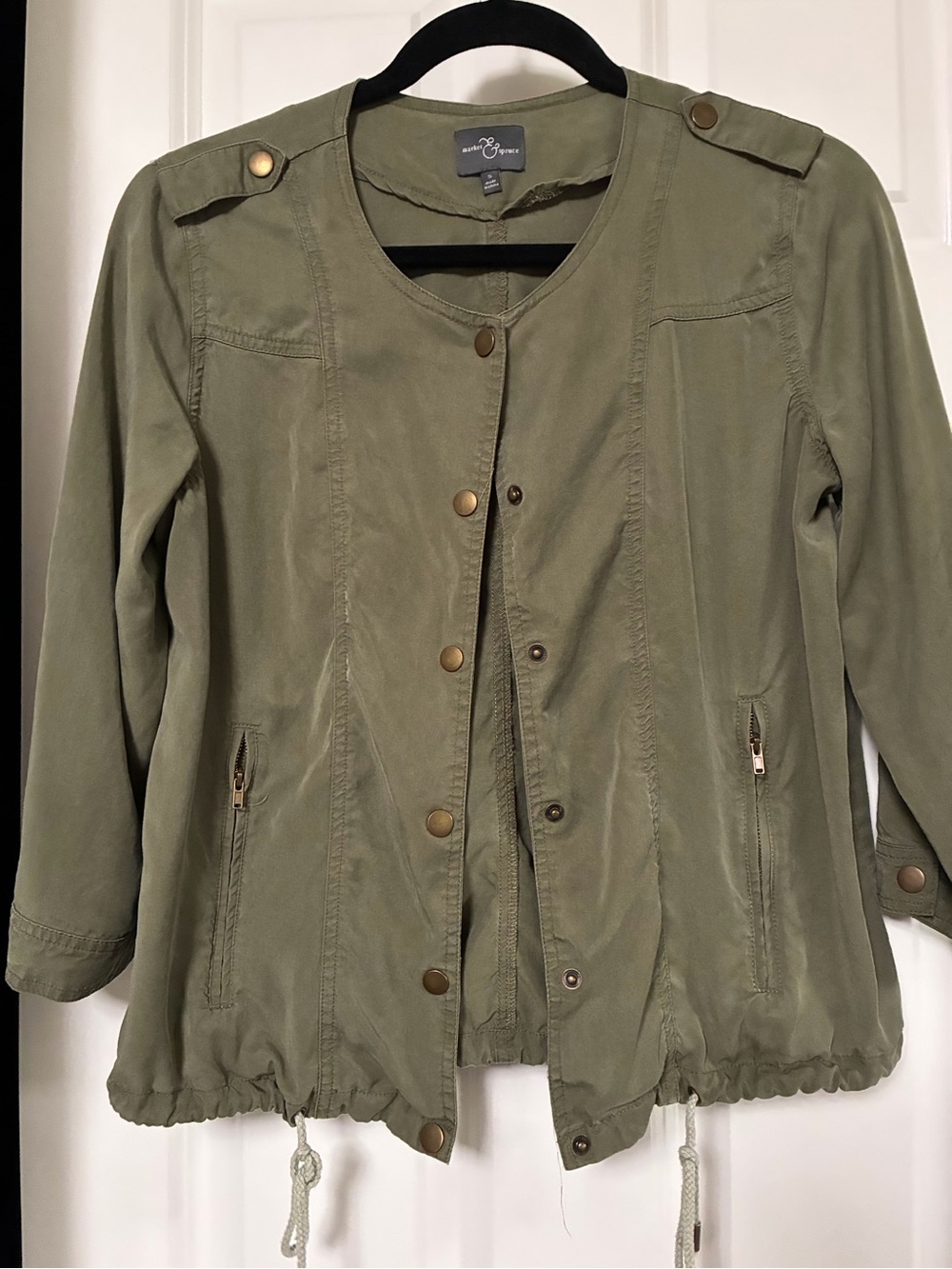 Market & Spruce Olive Green Drawstring Utility Jacket
